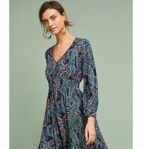 Anthropologie Maeve Maplewood black paisley floral dress